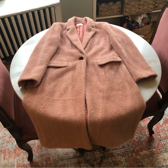 LOFT Women’s Pink Herringbone Wool Coat Size Small - Picture 2 of 5